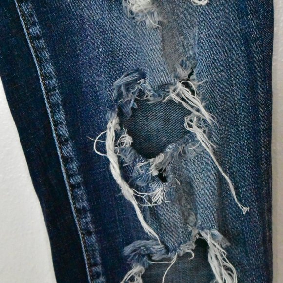 KanCan Jeans Womens 27 Mid Rise Destructed Skinny Distressed Stretch Denim Fray - Picture 7 of 14